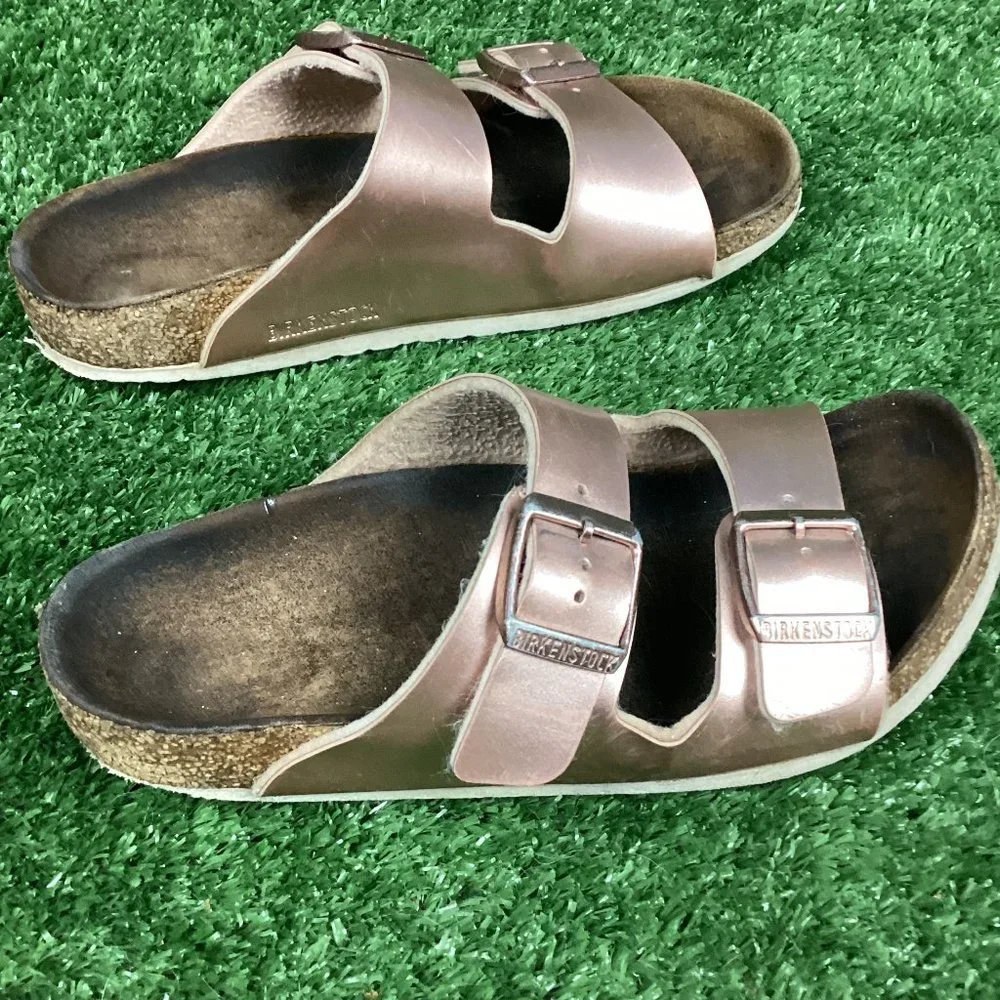 Birkenstock Arizona Slip On Sandals Metallic Pink